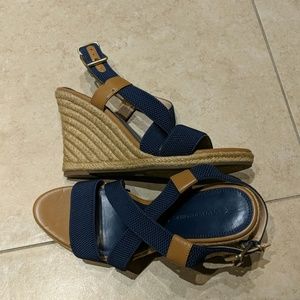 Banana Republic Blue Tan Wedges Size 11